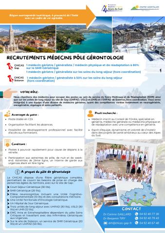 Recrutement médecins pôle de gérontologie