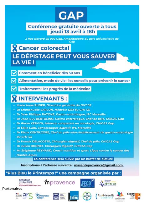 Conférence sur le dépistage du cancer colorectal, venez nombreux ! 