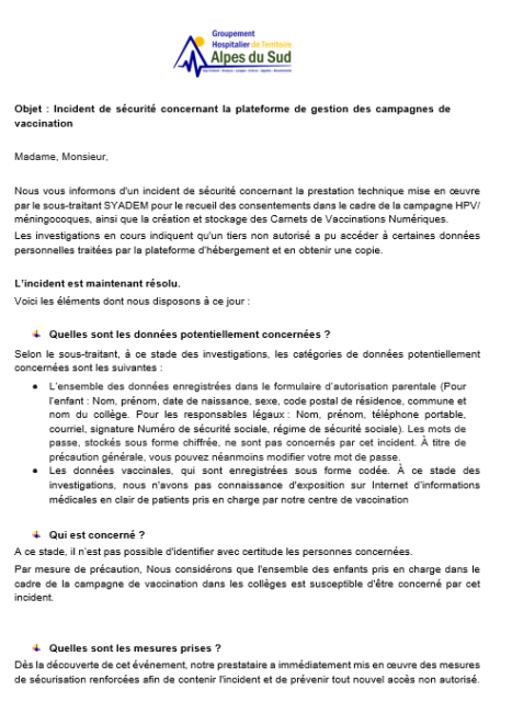 Communication SYADEM - Vaccination